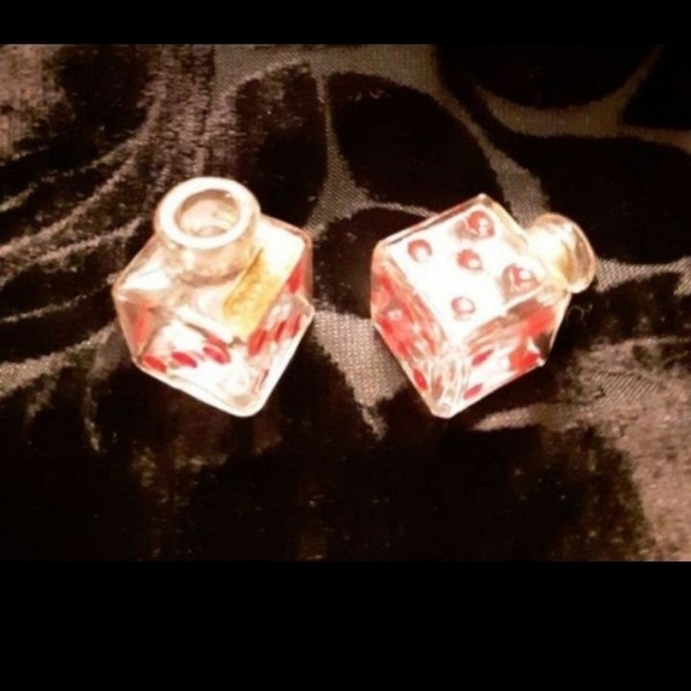 GLASS DICE PERFUME BOTTLES Aucoin Perfumery New Orleans c1945